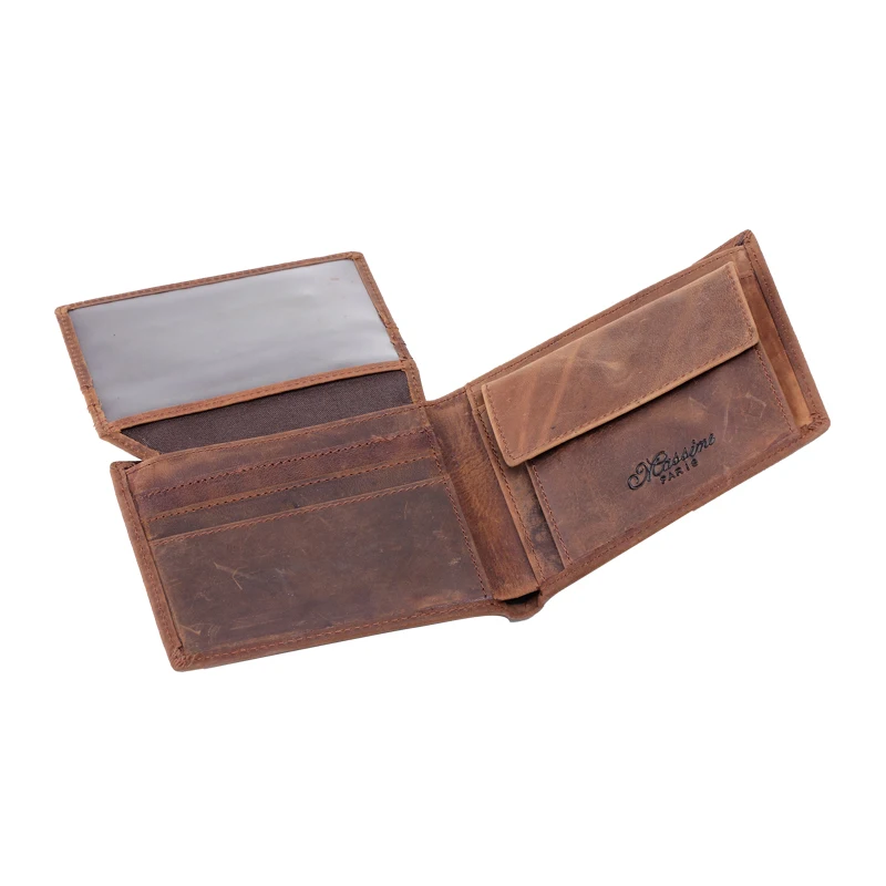 Мужской винтажный кошелек на застежке MS из натуральной кожи Крейзи Хорс двойной