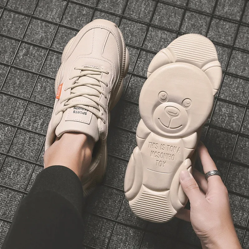 Manxixi brand 2019 new men's shoes trend sports small whiteboard wild casual bear white old 1206 | Обувь