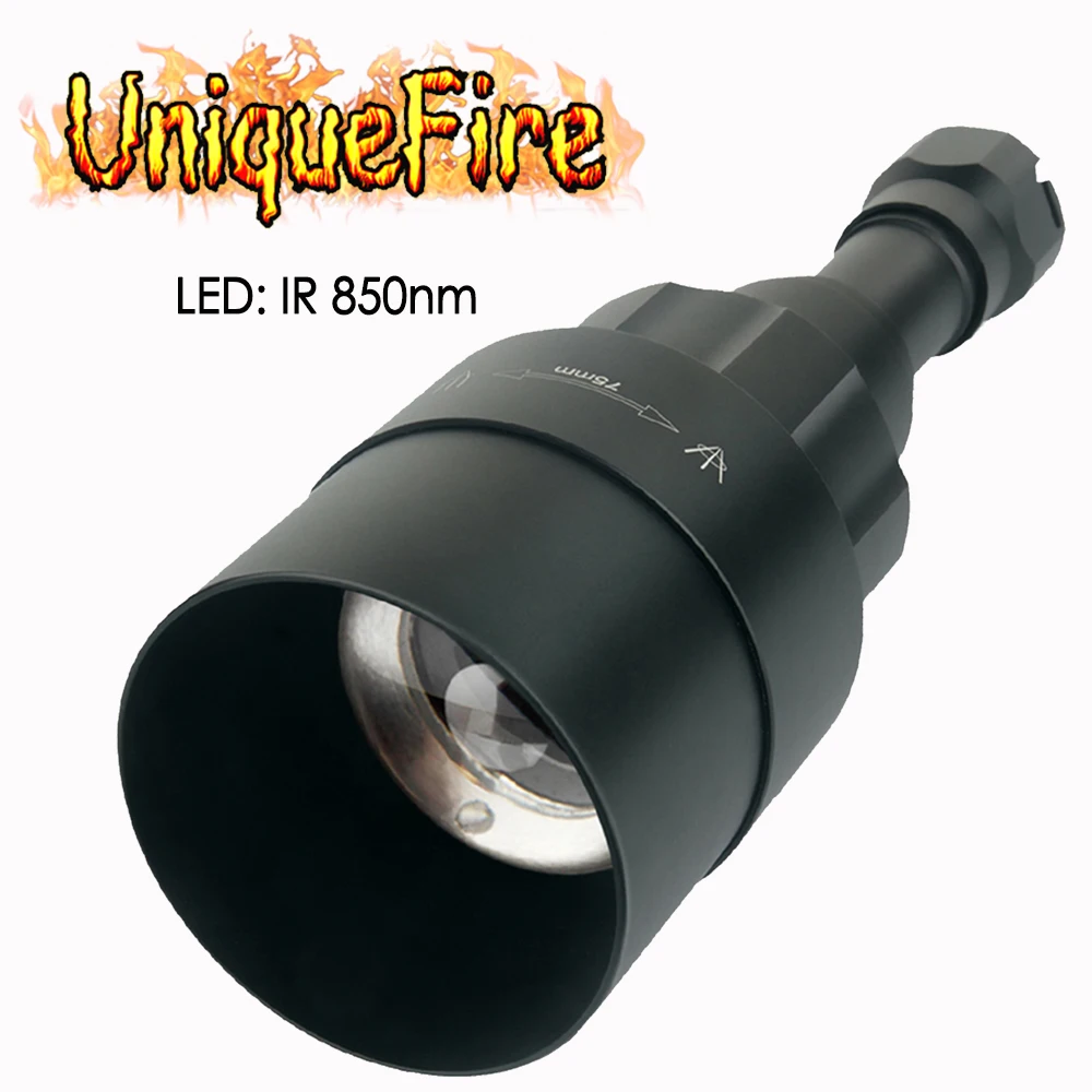 UniqueFire 1605 OSRAM IR 850 мм Инфракрасный фонарик 75 мм объектив ночного видения Факел 3 режима для использования с устройством ночного видения