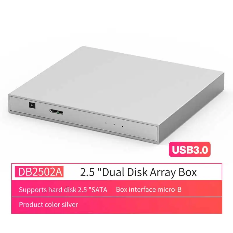 Blueendless Алюминий 2 5 &quotдвойной дисковый массив Box SATA USB 3 0 Корпус внешнего жесткого
