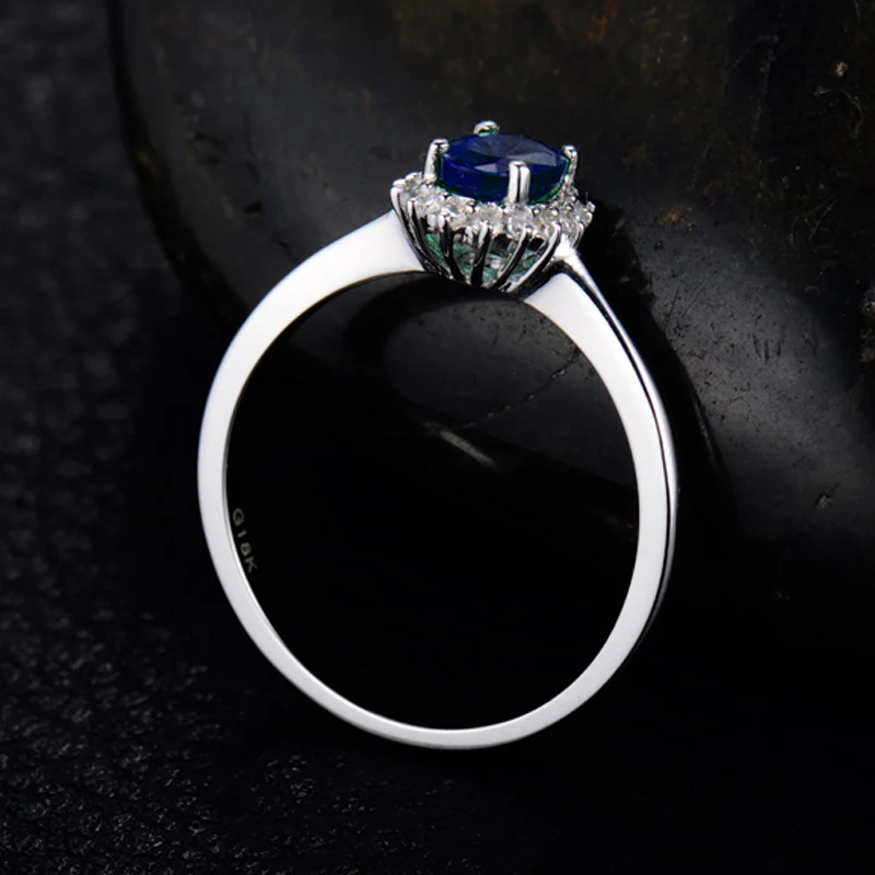 LOVERJEWELRY кольцо Dianna натуральное Сапфировое Кольцо Настоящее 18 кт Белое Золото