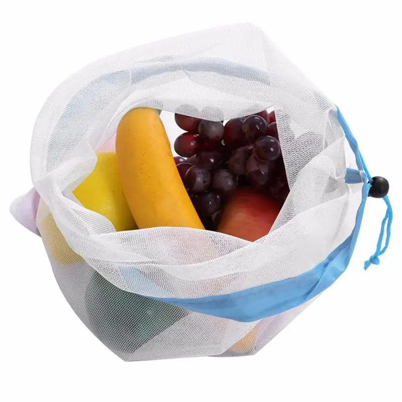 Многоразовые мешки для продуктов моющиеся сетчатые продуктовых покупок фруктов