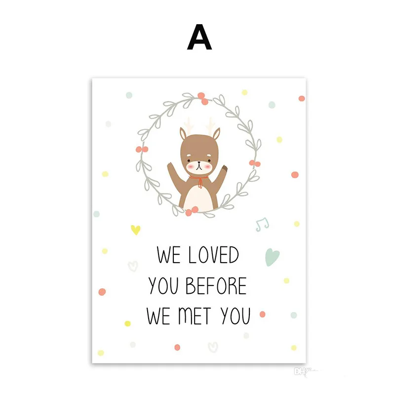 Modern Cartoon Kawaii Animals Elephant Bear Quote Canvas A4 Art Print Poster Wall Picture Kids Baby Room Decor Painting No Frame | Дом и сад