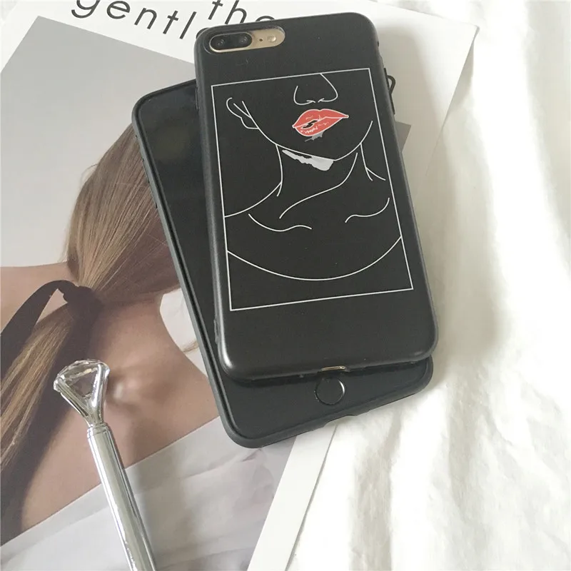 Art line сексуальный аниме женский силиконовый чехол для телефона матовый iPhone 7 7Plus 6