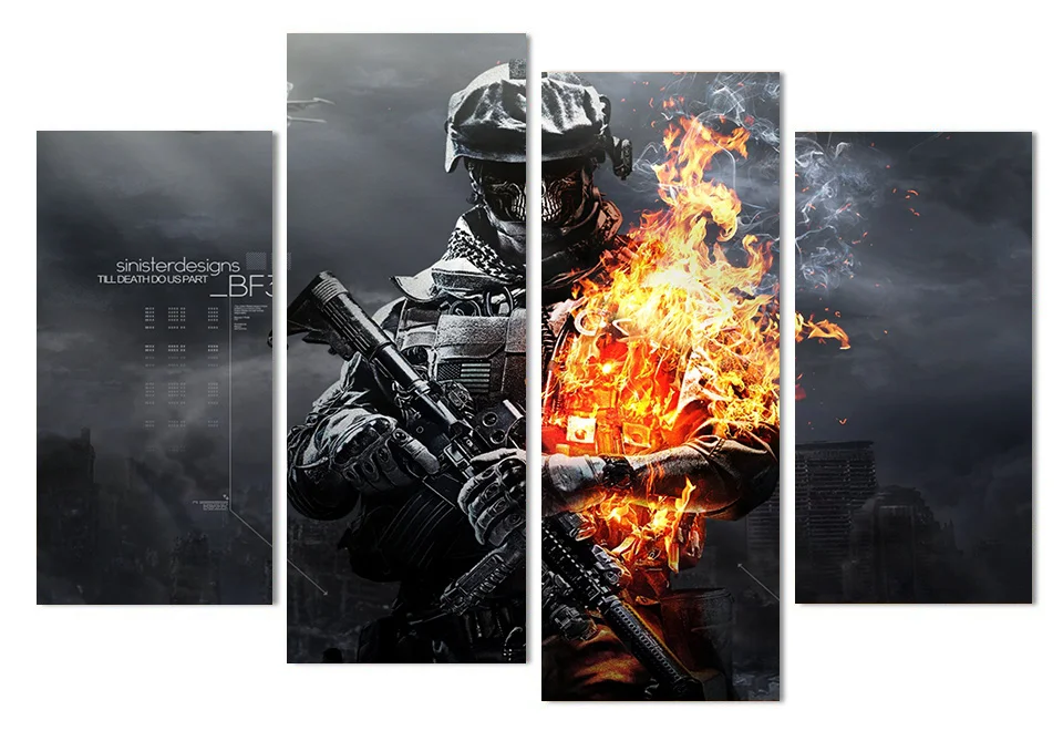 4 шт. Холст Картина боя постер с изображением черепа HD печатных wall art картина для
