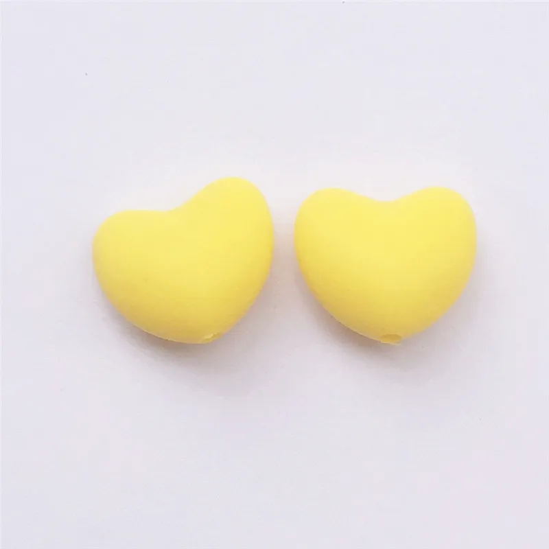 yellow Chenkai, 50 шт., без бисфенола, силиконовый Прорезыватель в форме сердца, бусины, сделай сам, Детская соска, соска для душа, соска для кормления, ожерелье, сенсорная игрушка, Подарочный аксессуар - Цвет: yellow
