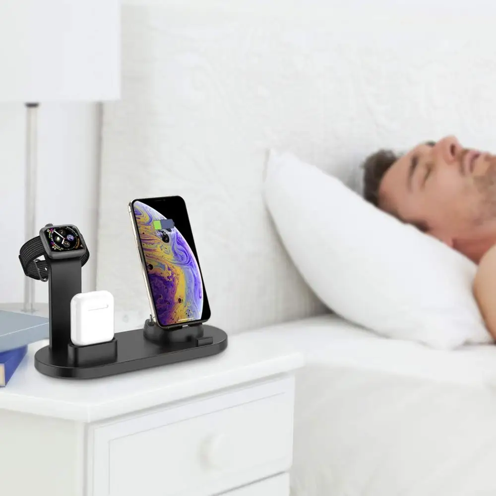 Зарядная док станция FDGAO 3 в 1 для iPhone X XR XS Max 8 7 6 Plus Apple Watch 4 2 Airpods Держатель