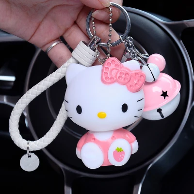 Милый мультфильм hello kitty Кролик бант брелок в стиле Kiki Женские Кожаные Веревки Игрушки Детские брелки-цепочки автомобиля сумка Шарм D36 - Цвет: 13