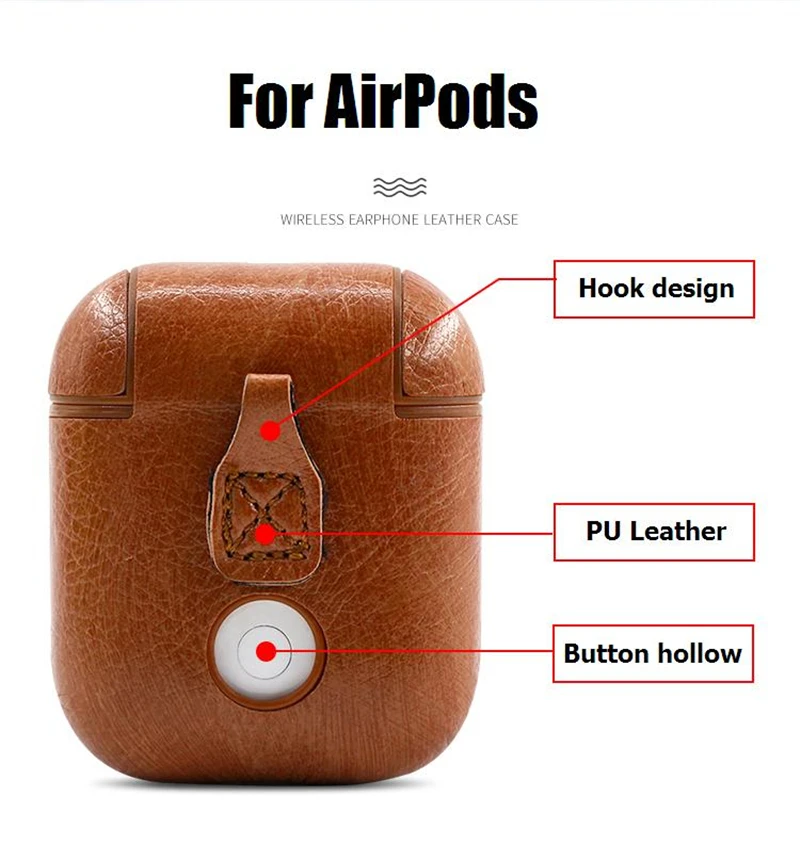VETOMEET роскошный кожаный Bluetooth беспроводной чехол с пряжкой для наушников для Apple Airpods с кнопками для наушников Ультратонкий чехол