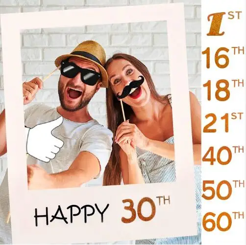 Photo Frame Party Time Birthday 30th 40th Supplies Props Baby Shower Happy Photobooth Decorations | Дом и сад