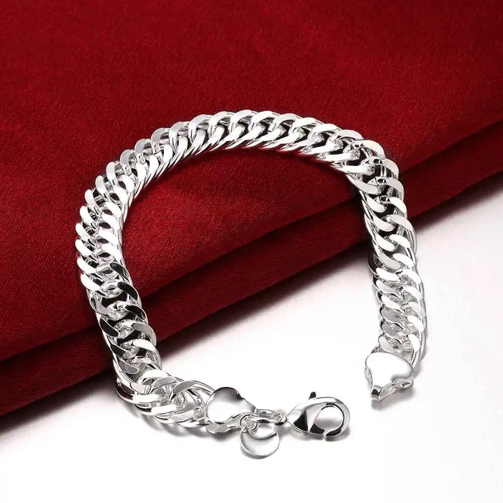 Free Shipping Wholesale Jewelry for women&men silver plated bracelet 10mm long 20cm men Bracelet |men bracelet|bracelet wholesalewholesale bracelets