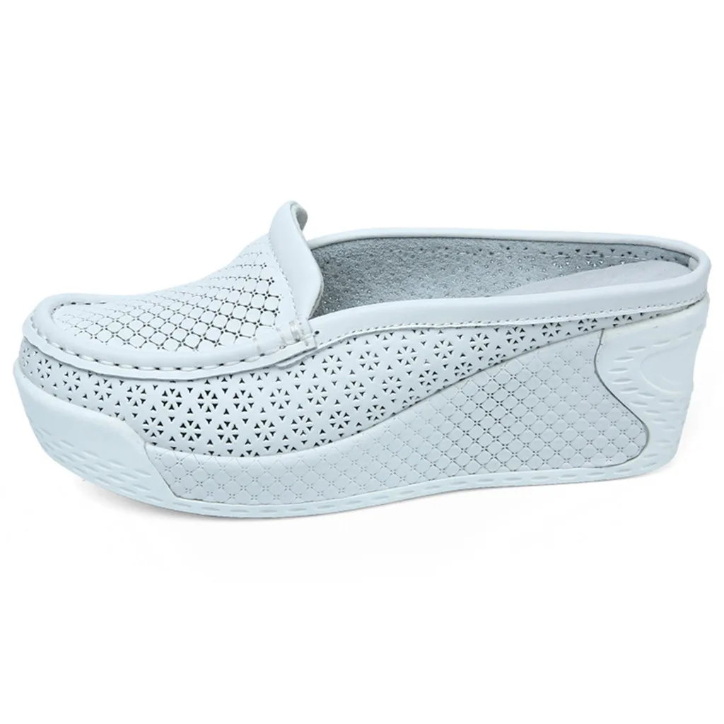 Zapatos de mujer; женская обувь; женские модные повседневные туфли на танкетке без застежки; однотонные Летние удобные туфли на танкетке