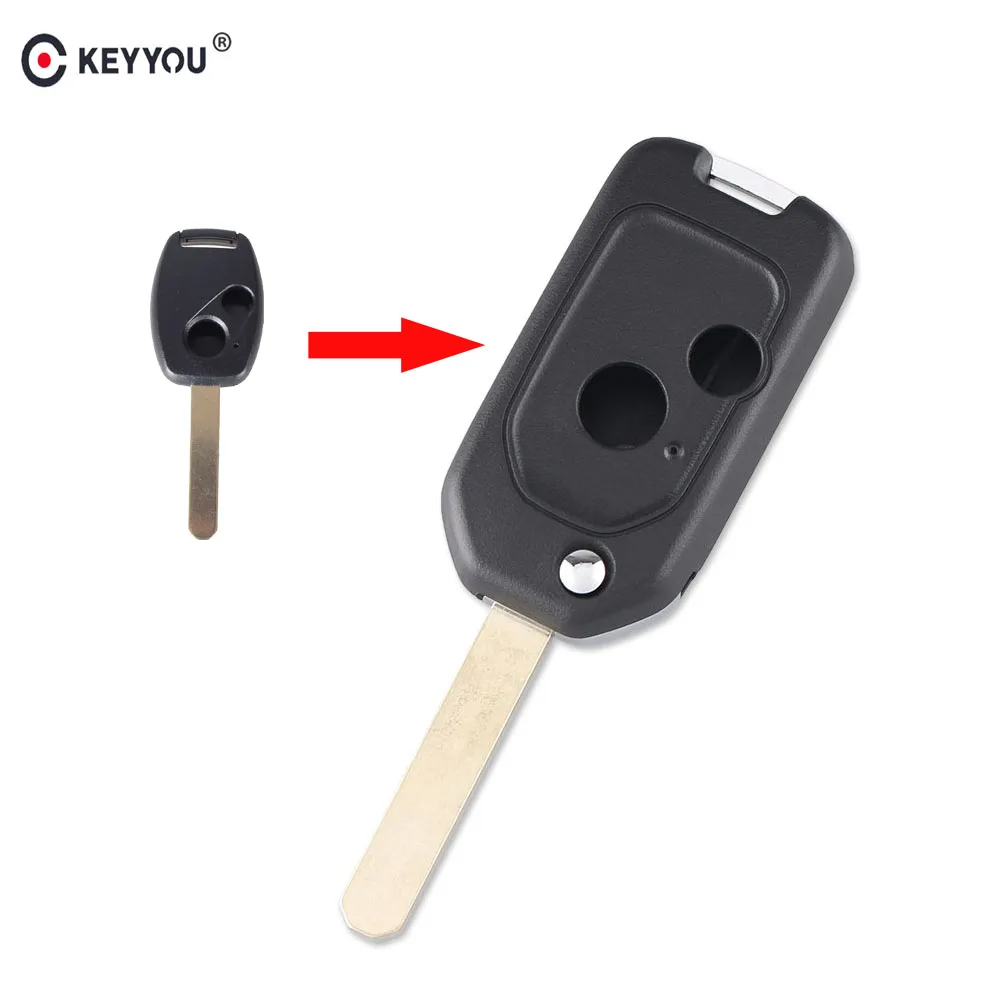 KEYYOU для Honda Accord CRV Odyssey CIVIC Pilot модифицированный откидной Складной Дистанционный чехол для ключей 2 кнопки