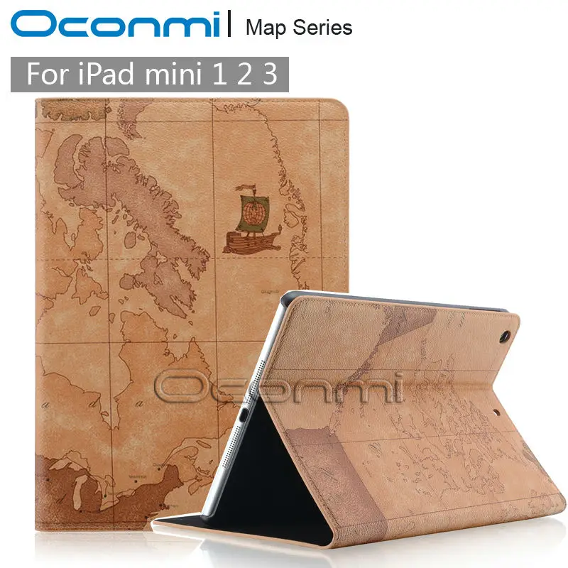Модный кожаный чехол с картой мира для Apple ipad mini 1 2 3 магнитным бумажником и