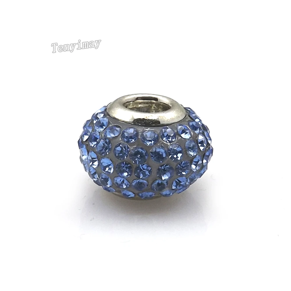 Полностью голубые бусины из драгоценных камней 12 шт./лот европейские шармы для