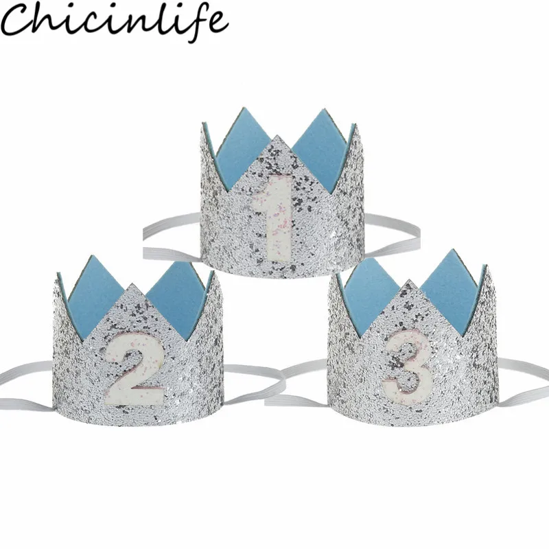 Chicinlife 1 шт. 1st 2nd 3rd лет Корона повязка на голову день рождения шляпа мальчик девочка 1st день рождения ребенка душ украшения принадлежности