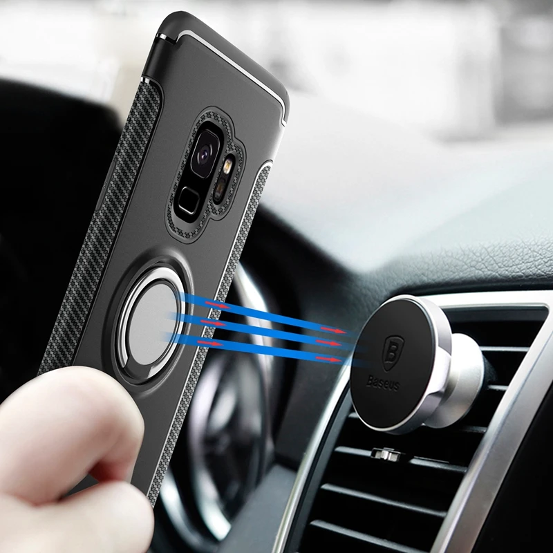 For Samsung Galaxy S9 plus Case Cases Hard PC+Soft TPU Ring Adsorption Cover for Back Armor | Мобильные телефоны и
