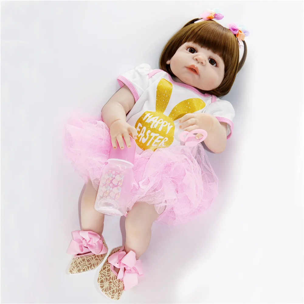 Коричневый парик 57 см 100% ручная работа куклы для маленьких девочек Возрожденные