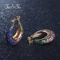 jinju beautiful colorful color zircon crystal women wedding jewelry ethnic style jewelry round dangle earrings e02372