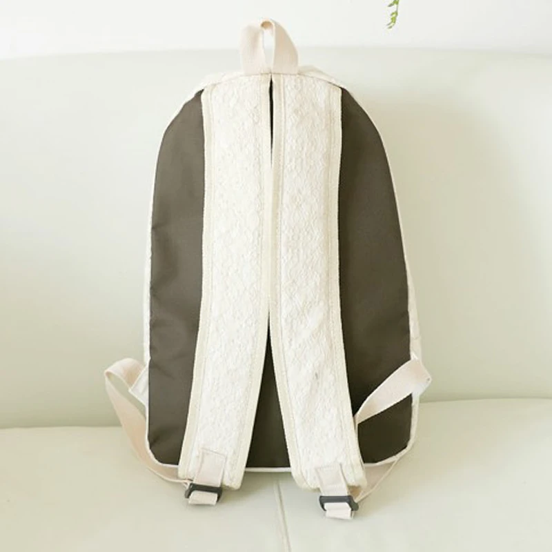 2018 модный однотонный белый черный кружевной женский холщовый рюкзак сумка с