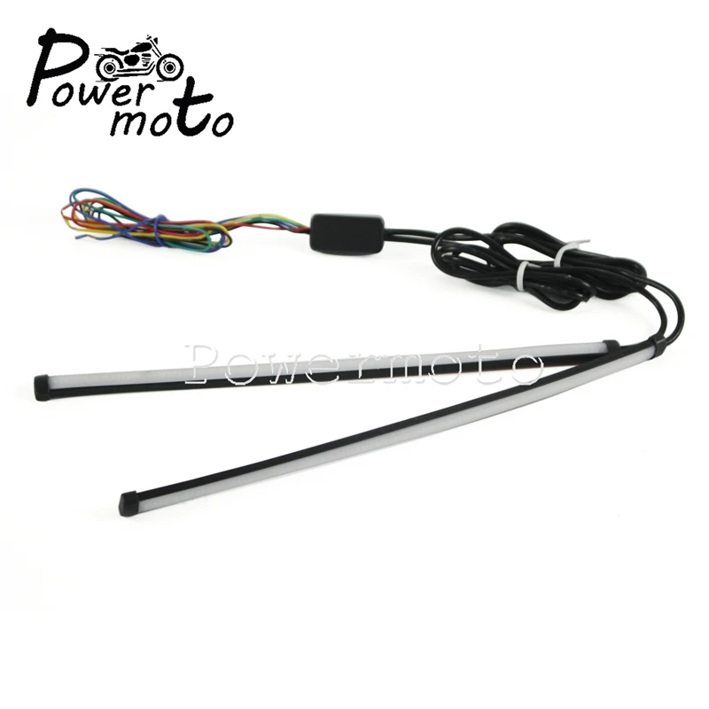 White/Red Amber LED Flowing Switchback Sequential Taillights Turn Signal Light 30cm 2 in 1 Knight Rider DRL Strip Flasher |