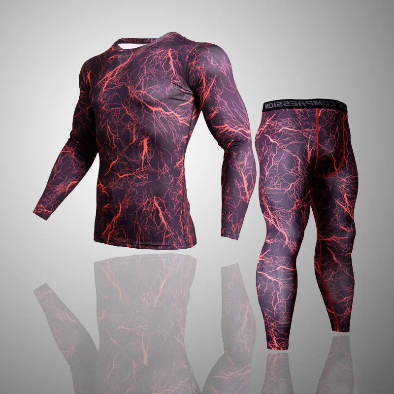 men's sportswear fitness men compression top long sleeve camouflage clothing leggings Rash Guard MMA sport undershirt 3XL | Мужская