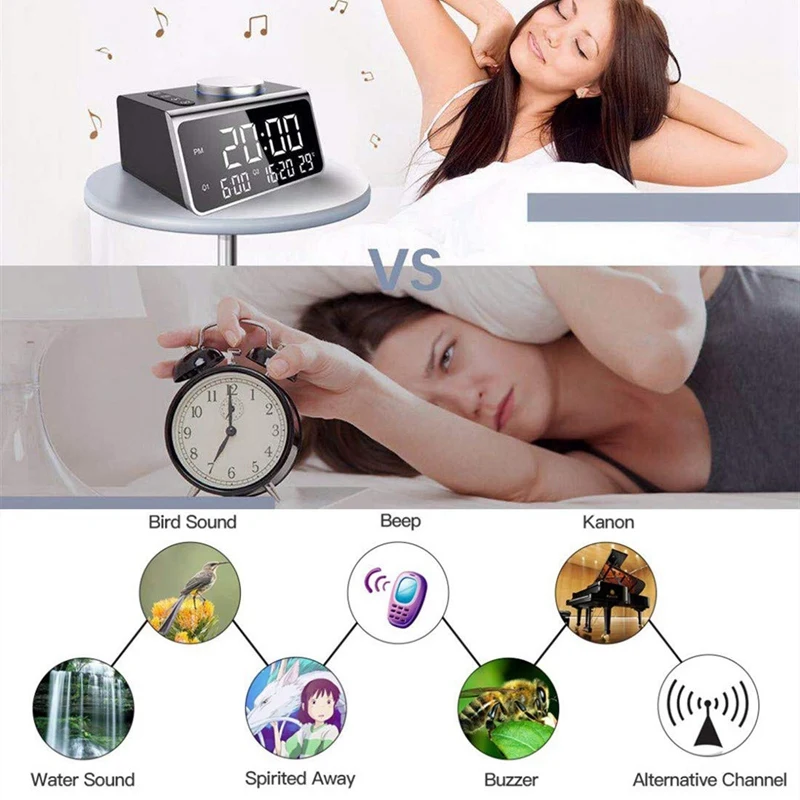 Продвижение цифровые часы радио Fm двойной будильник для сна детей спальни