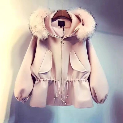 pink Осенняя зимняя куртка новая Женская Корейская простая шикарная шерстяная куртка Nagymaros с воротником и капюшоном короткая куртка Cassaco feminino d6 - Цвет: pink