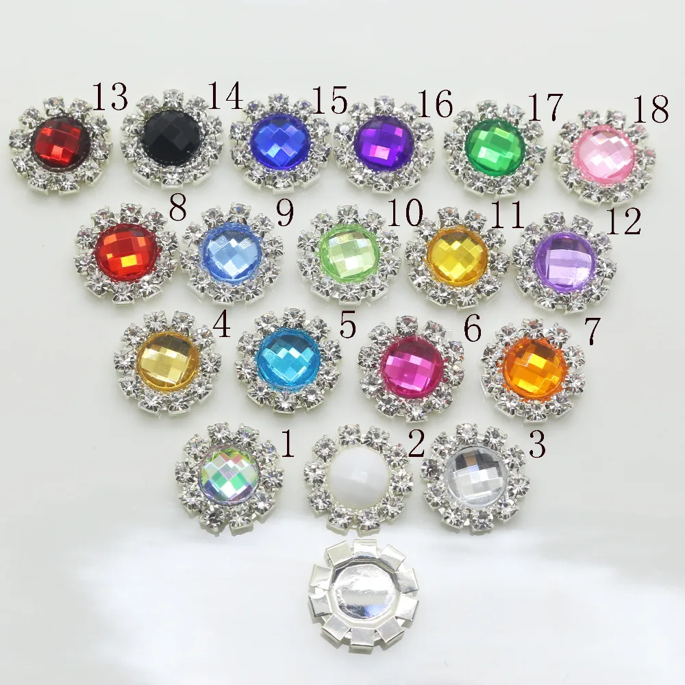 Модные прозрачные акриловые пуговицы со стразами 10 шт. 14 мм латунные