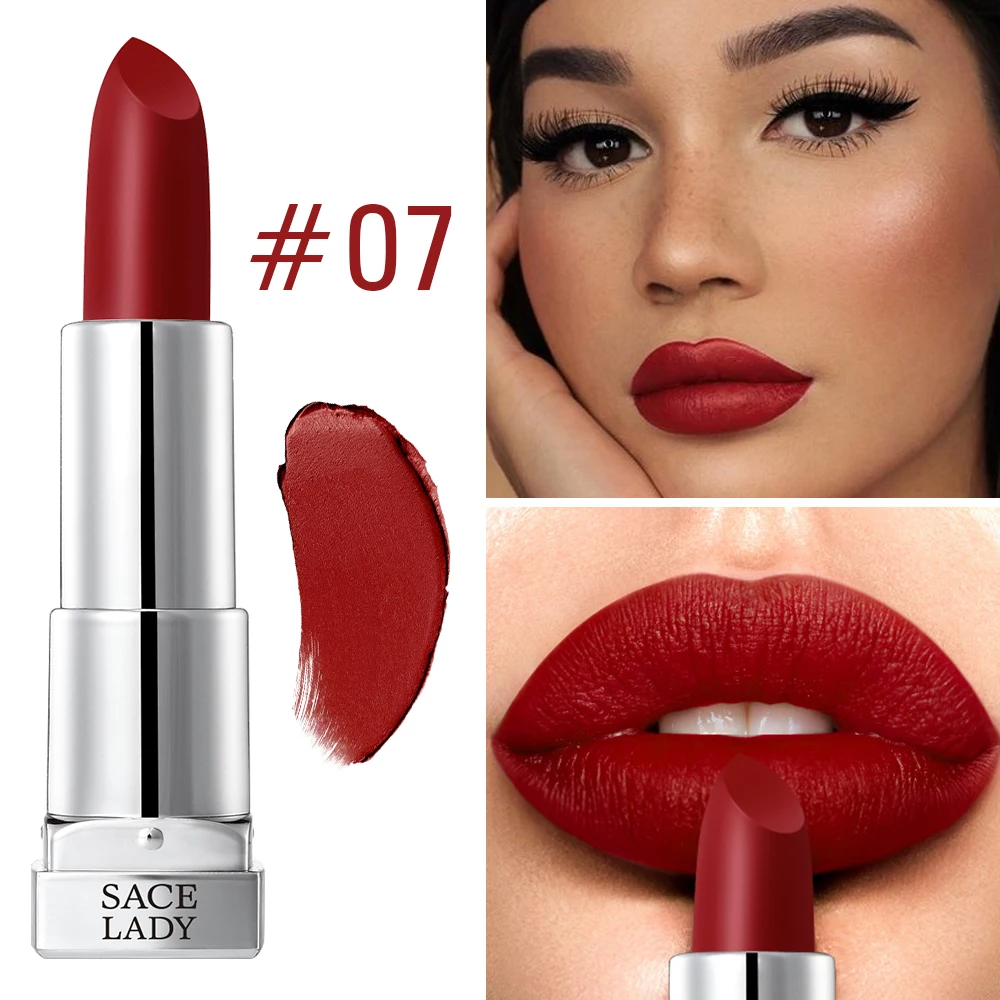 07 SACE LADY Шелковая матовая губная помада, макияж, 9 цветов, водостойкая, стойкая, Обнаженная губная помада, макияж, натуральные губы, красота, косметика, подарок - Цвет: 07