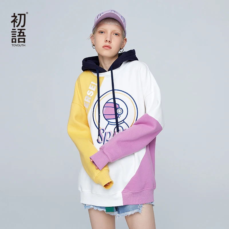 Toyouth топы с длинными рукавами корейские худи толстовки Harajuku теплые Зимние