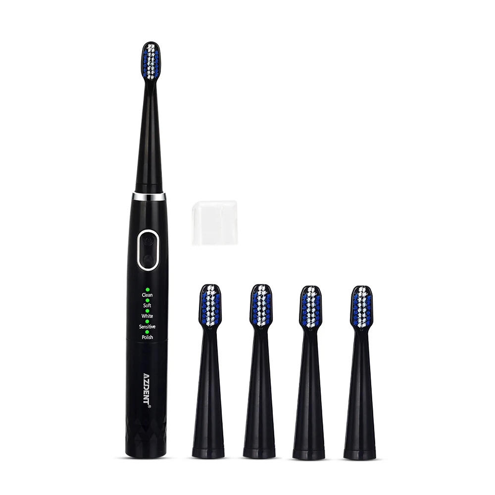 5 heads toothbrush Новая мода 5 режимов электрическая звуковая Зубная щётка Тип батареи для взрослых AZ-4 Pro электрическая зубная щетка+ 3/5 головок 2 минутный таймер зубы чистыми - Цвет: 5 heads toothbrush
