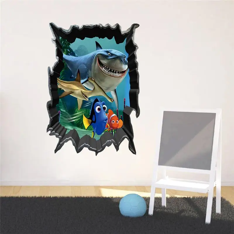 3d яркие настенные наклейки Dory Nemo Shark с отверстиями для детской комнаты спальни
