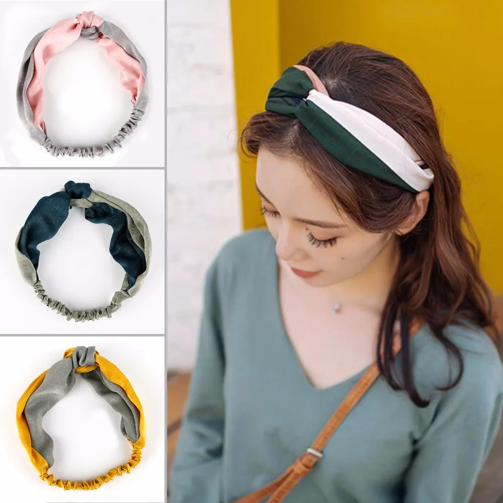 Модные женские туфли узел цветок оголовье крест эластичная чалма Hairband