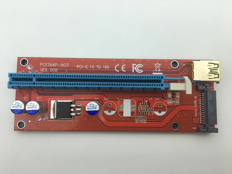 Новый позолоченный USB 3 0 VER008 60 см PCI E Riser Card SATA источник питания 1x к 16x для биткоина