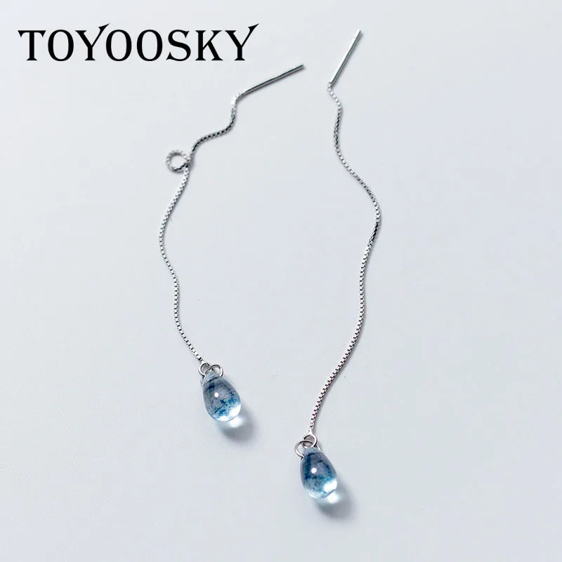 TOYOOSKY модные синие серьги в форме капли 925 Стерлинговое Серебро|Серьги-гвоздики| |