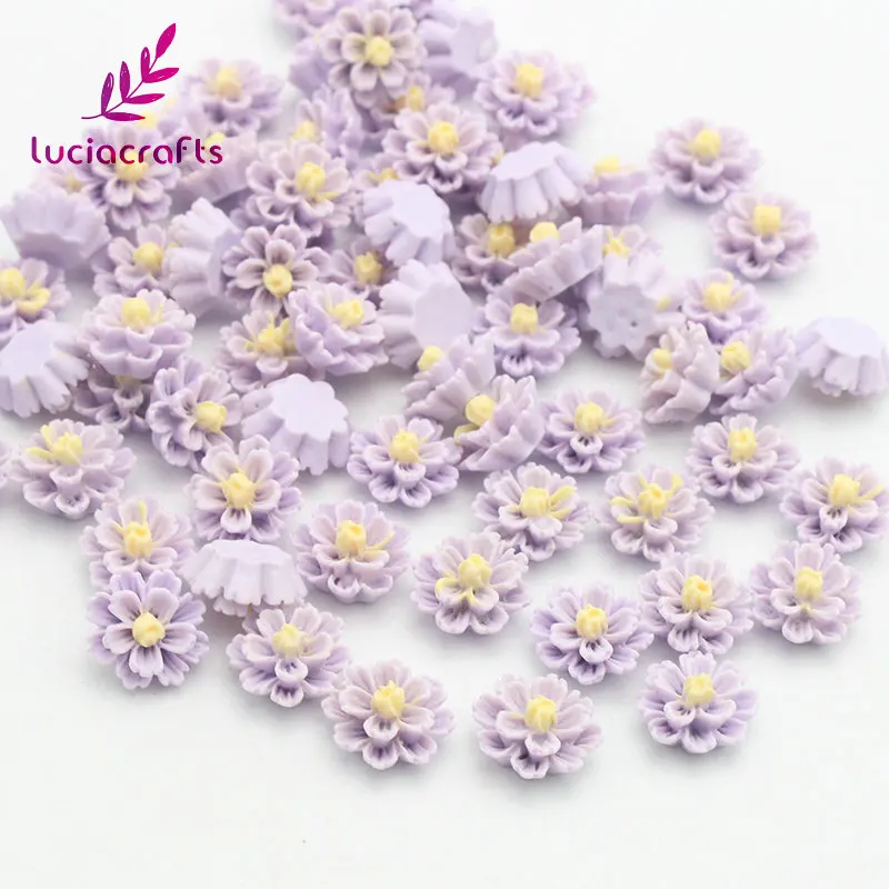 light purple Lucia crafts 50 шт./лот 12 мм мульти вариант из смолы) с плоским дном цветок DIY ремесла домашнего Шпилька повязка на голову ручной работы аксессуары F0611 - Цвет: light purple
