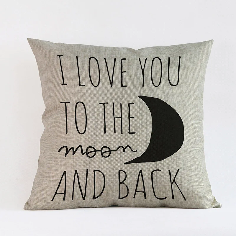 Чехол наволочка с романтичными надписями I Love You To The Moon And Back декоративная 45x45 см