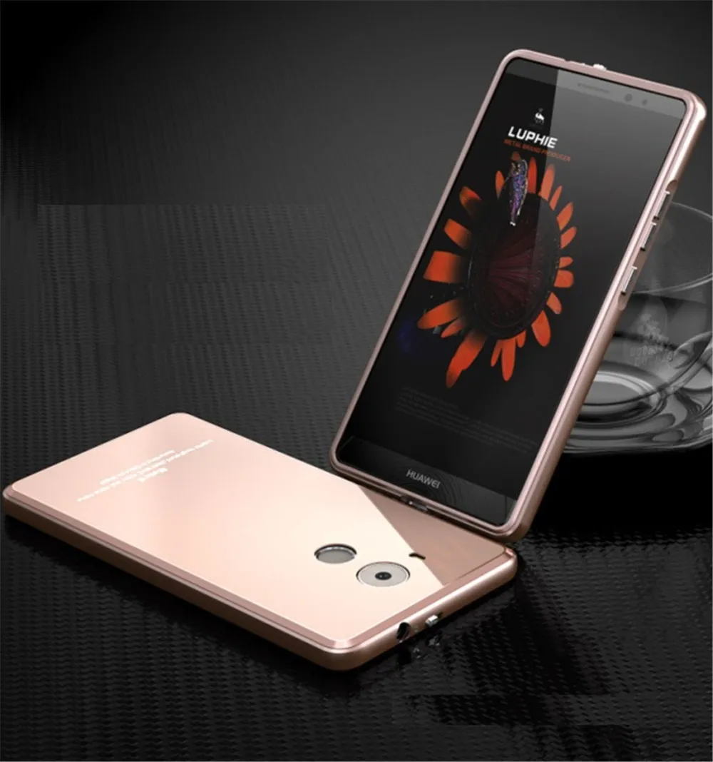 Mate 8 Case Оригинальный Роскошный Закаленное Стекло Задняя Крышка + Металл