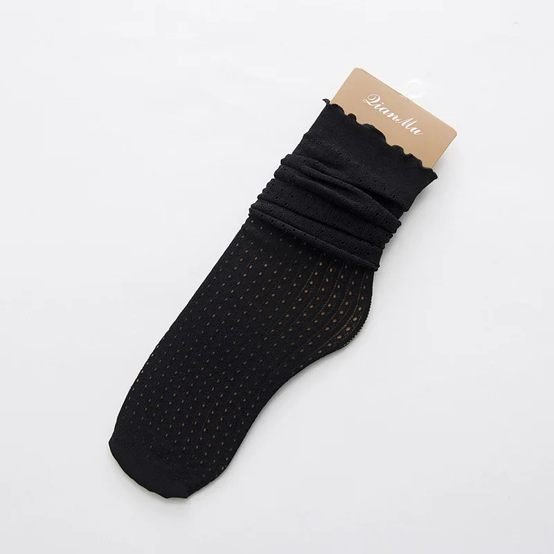 Black Fashion Korean Creative Socks Women Cotton Thin Heap Heap Solid Color Socks for Women Meias Gift Cut Fuzzy Socks Plus Size - Цвет: Black
