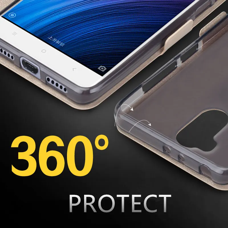 Xiaomi redmi 4 pro Простые case Smart View Окна PU Кожа Case Для Стенд Раскладной Телефон Обложка Free