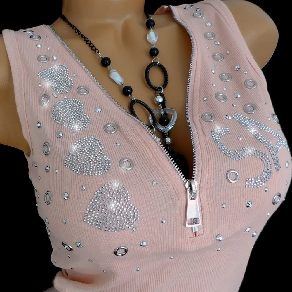 Женская майка Camiseta Tirantes Mujer, Женская майка на молнии без рукавов, блузка, пуловер, топы, женские летние топы