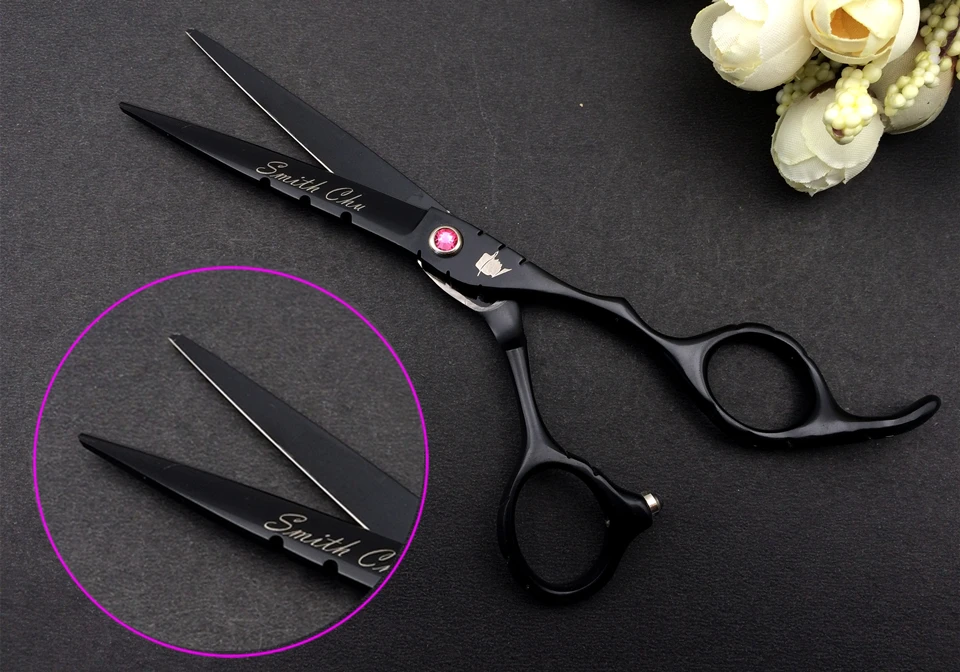Парикмахерские ножницы черные 6 0 дюйма Дешевые инструменты для стрижки волос |
