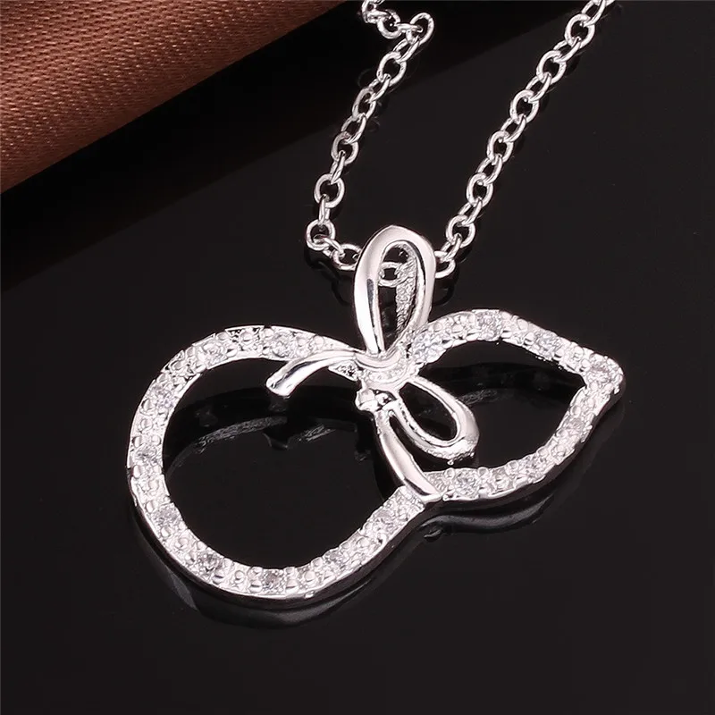 Мода 2017 г. серебро Цепочки и ожерелья Для женщин Лидер продаж горный хрусталь