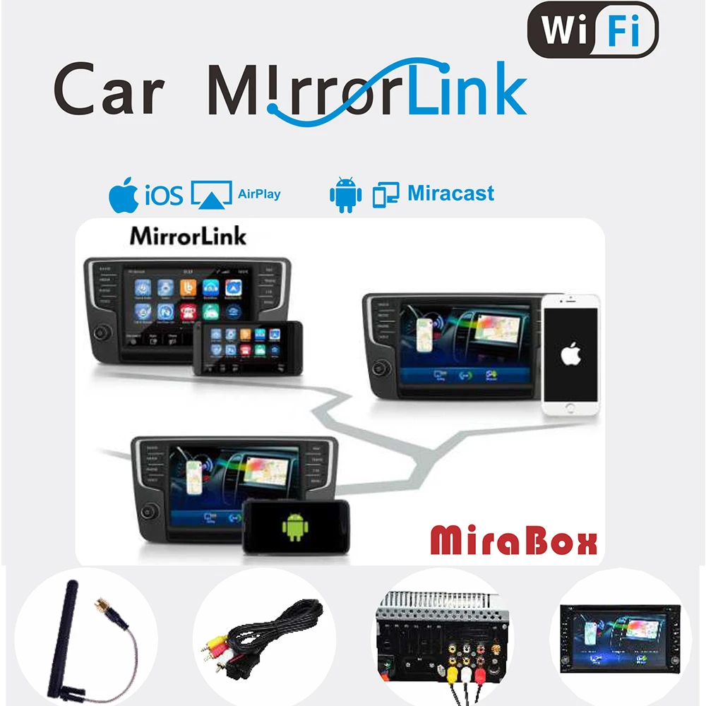 Серая Автомобильная wifi зеркальная коробка ссылка 2019 новая mirrorlink для iOS12