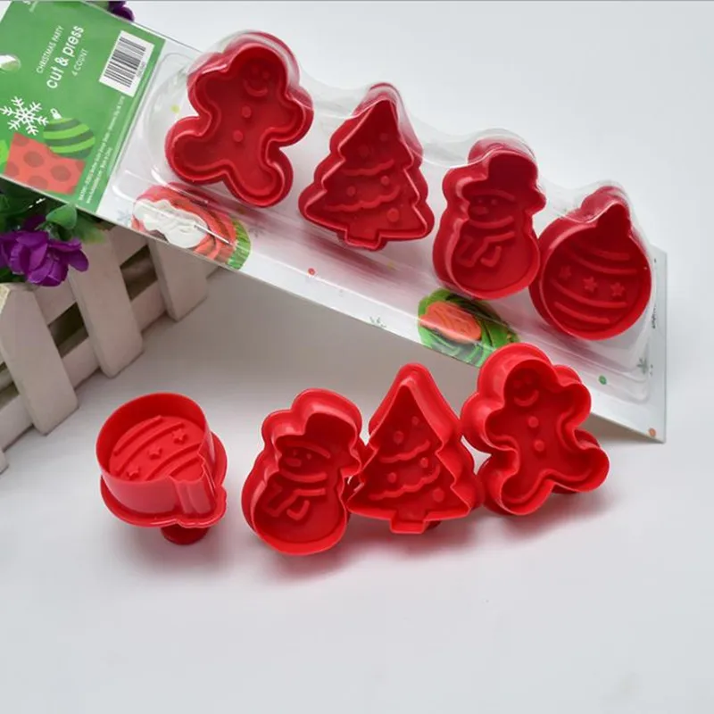 Новые 4 шт. формочки для печенья 3D DIY плунжеры снеговика выпечки пряничного домика