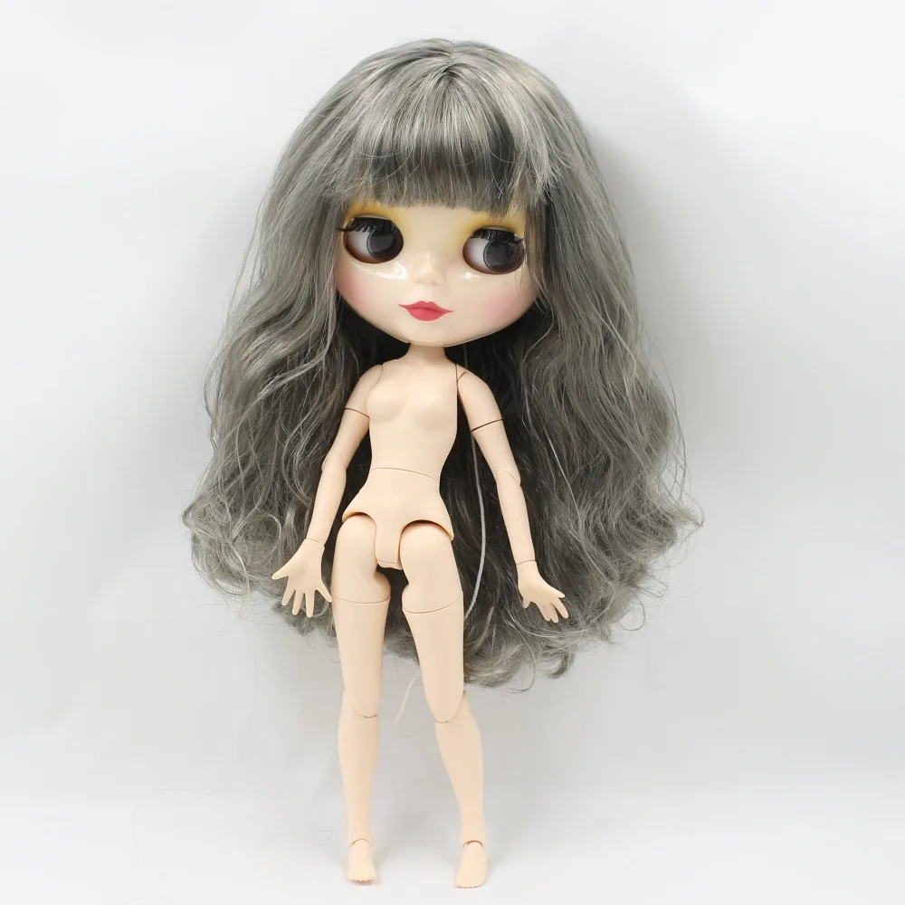 Кукла ледяная DBS Blyth BL9016/8800 серые волнистые волосы с бахромой/челка блестящее лицо