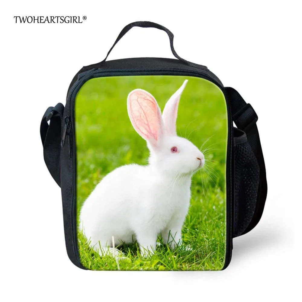 

Twoheartsgirl Rabbit Print Lunch Bag for Women Cute Kindergarten Baby Kids Lunchbox Kawaii Student Girls Tote Picnic Food Bags