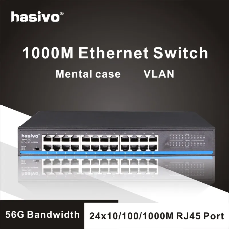 Ethernet коммутатор lan с 24 портами RJ45 гигабитный для ip камеры|Сетевые коммутаторы| |