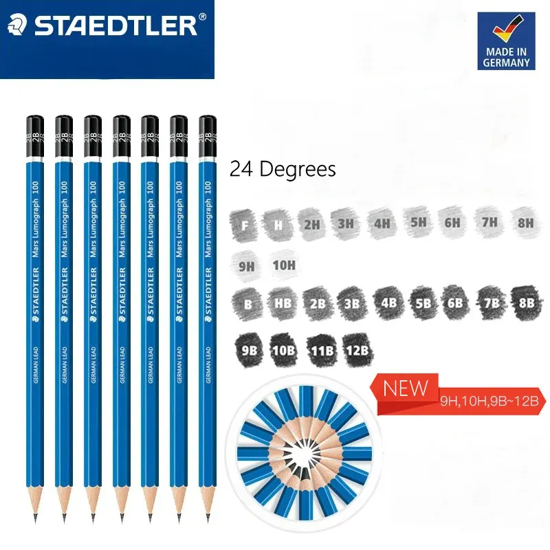 3 шт. набор Staedtler Mars 100 LumographArt художники эскиз рисунок синий баррель карандаш 24 мелко Градуированные последовательные Degrees10H-12B